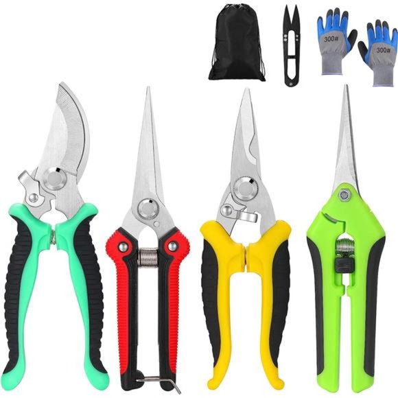 5 pack Garden Pruning Shears Stainless Steel Blades, Handheld Scissors Set - Picture 1 of 6